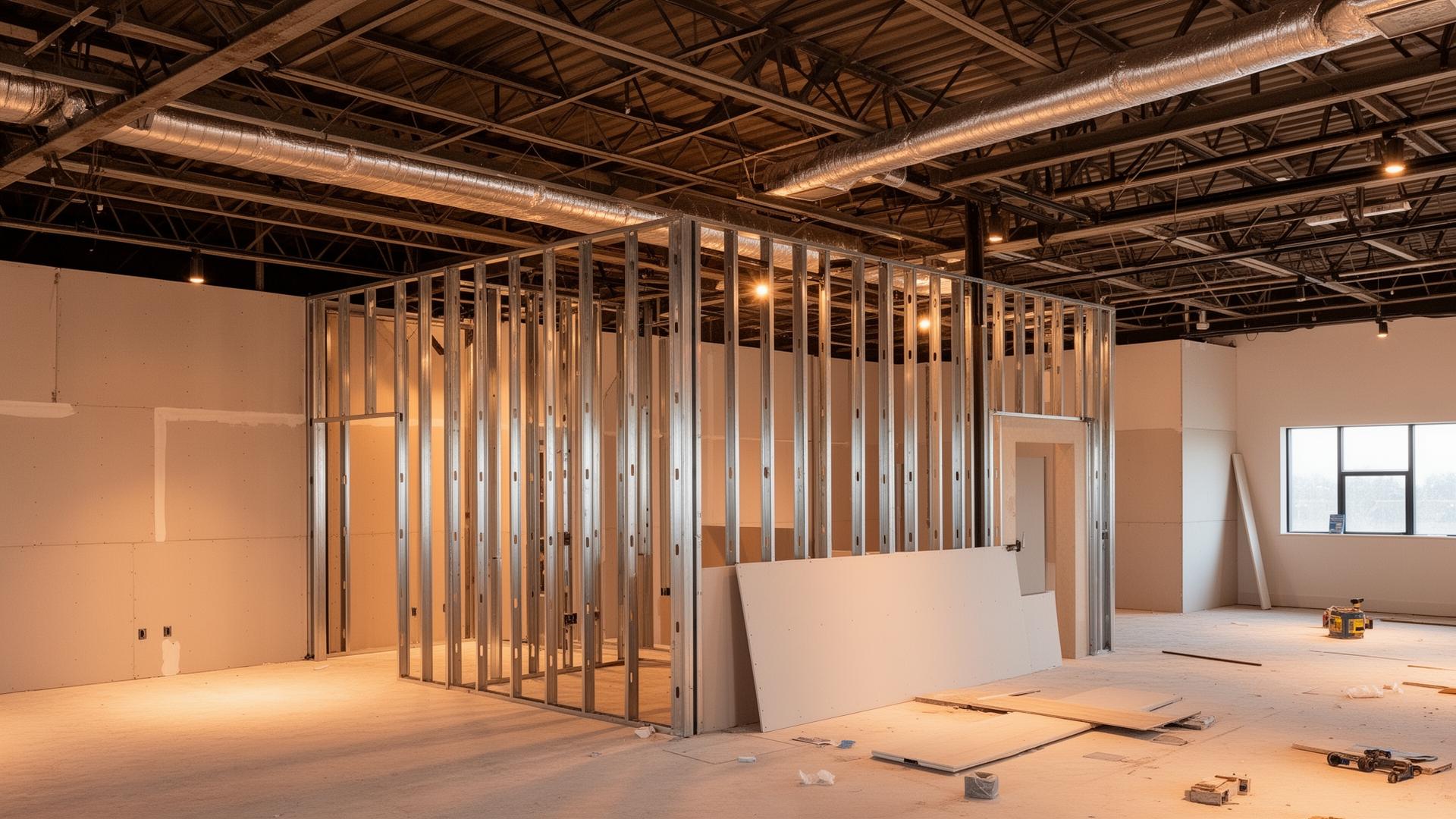 Illustration of commercial interior construction