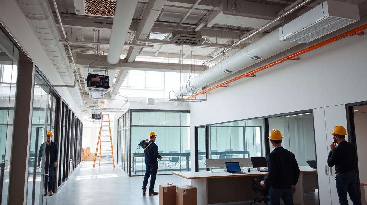 Illustrative commercial office interior for tenant improvement planning